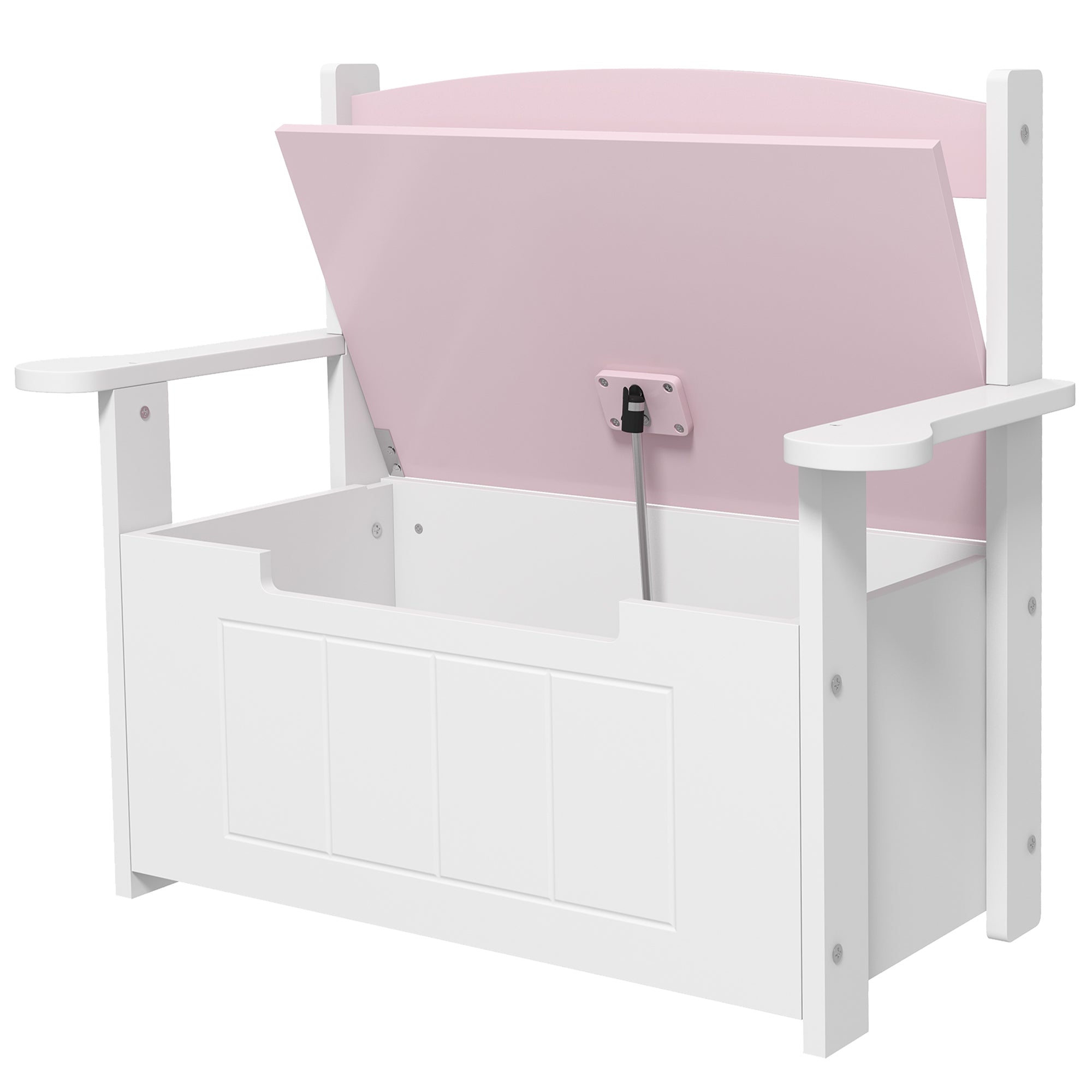 2-in-1 Toy Box for Kids with Lid for Bedroom, Nursery, Playroom, Pink