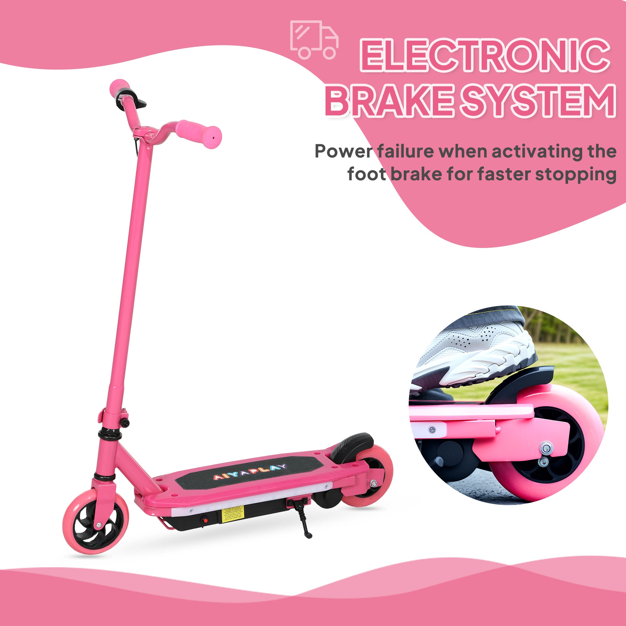 Electric Scooter for Kids Ages 6-14 with Colourful Lights, Electric Brake, 10 KM/H Speed, 8 KM Range - Pink
