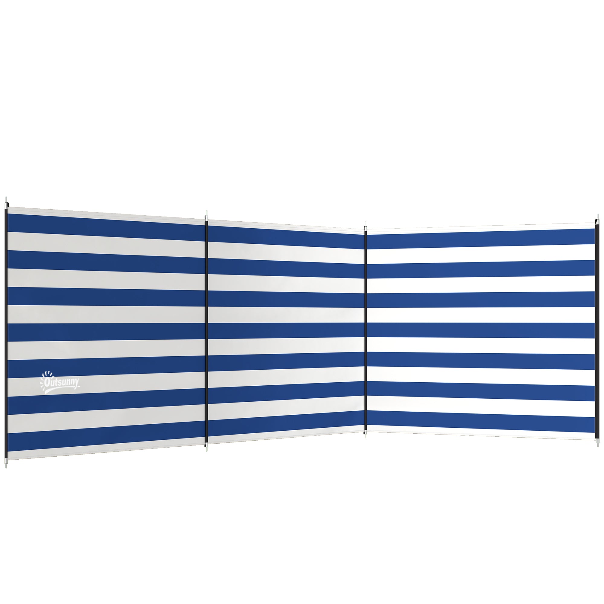 4 Pole Camping Windbreaks, Beach Wind Shield Shelter with Carry Bag and Steel Poles, 540cm x 150cm, Dark Blue