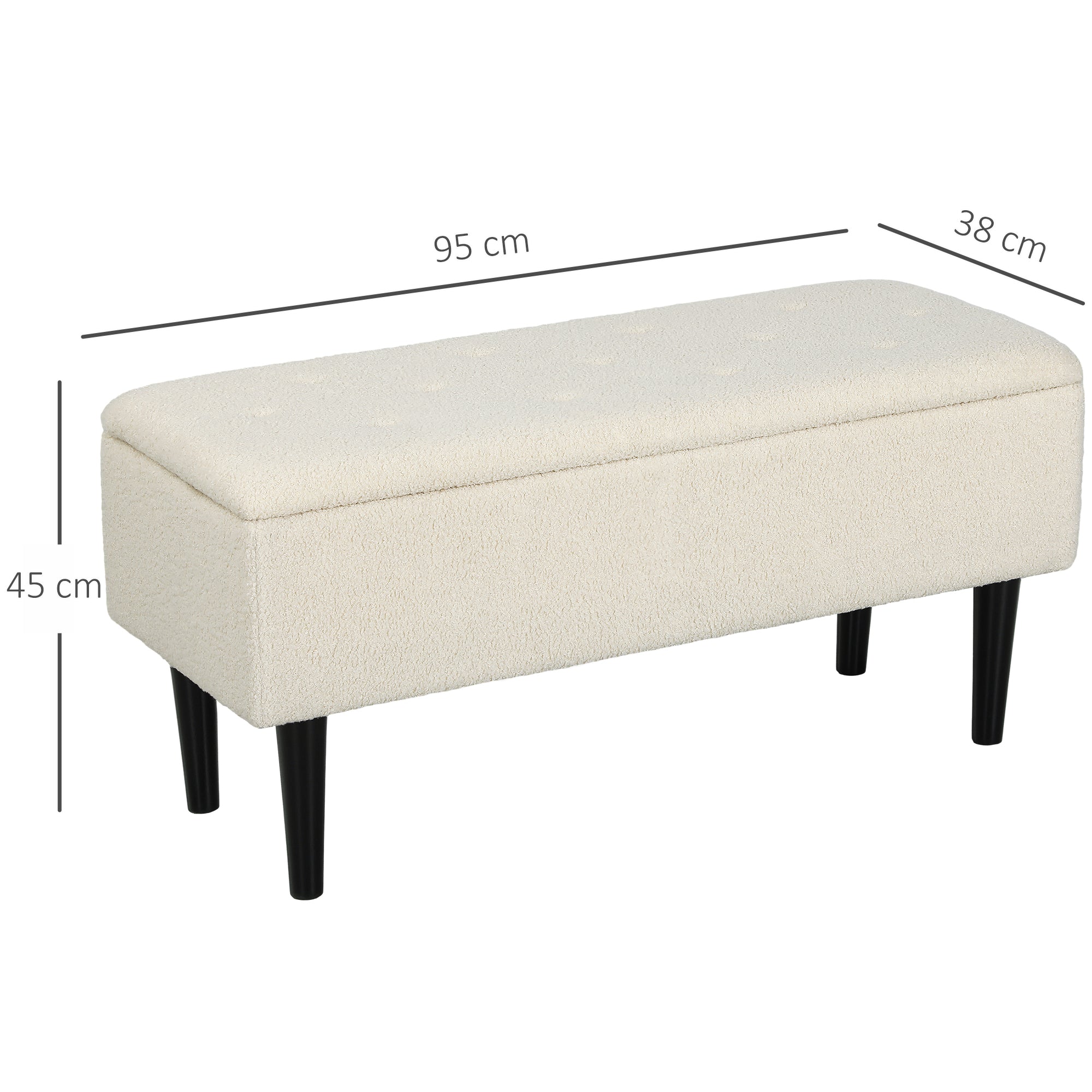 47L Teddy Fleece Storage Ottoman - Cream