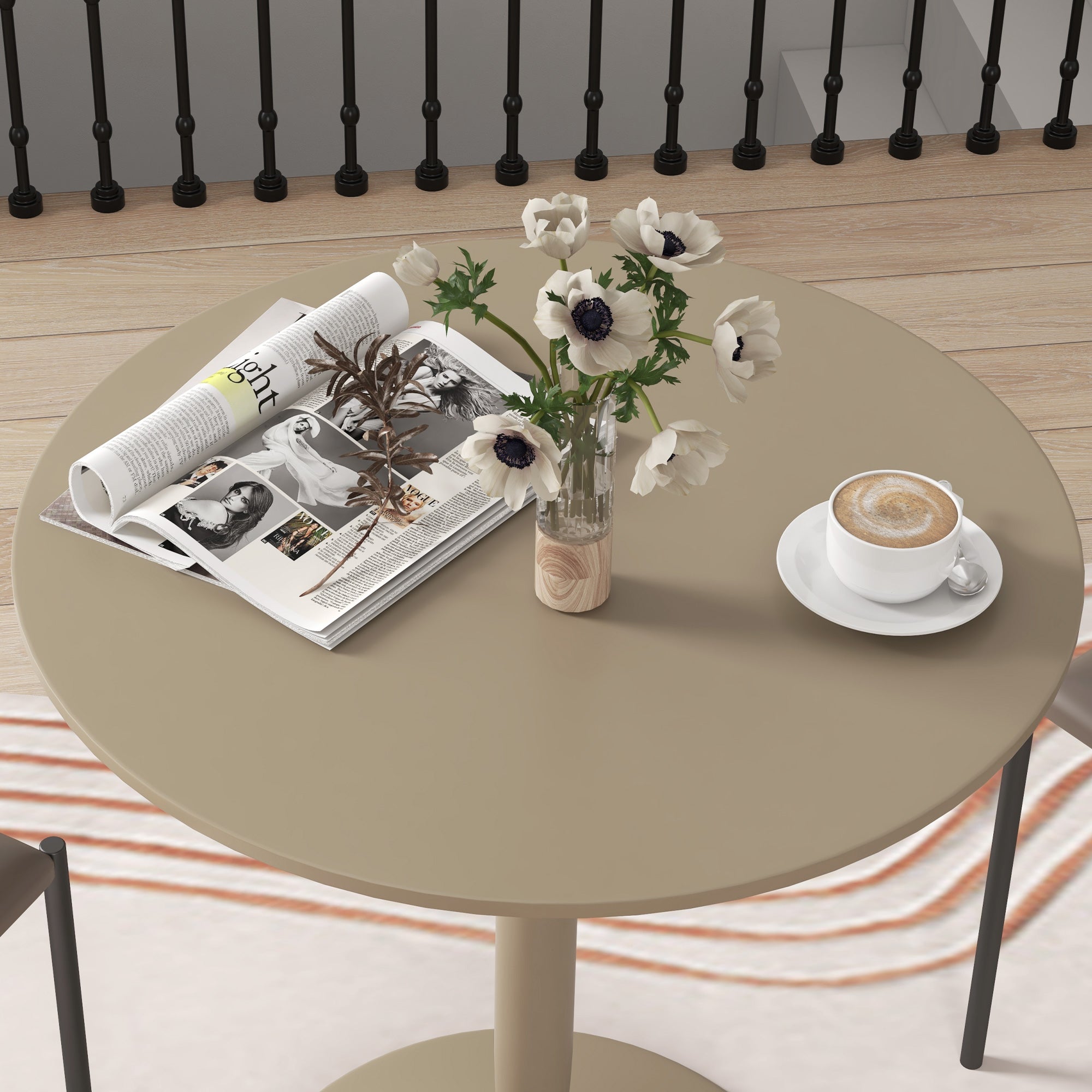 75H x 70cm Two-Person Minimalistic Dining Table - Light Brown