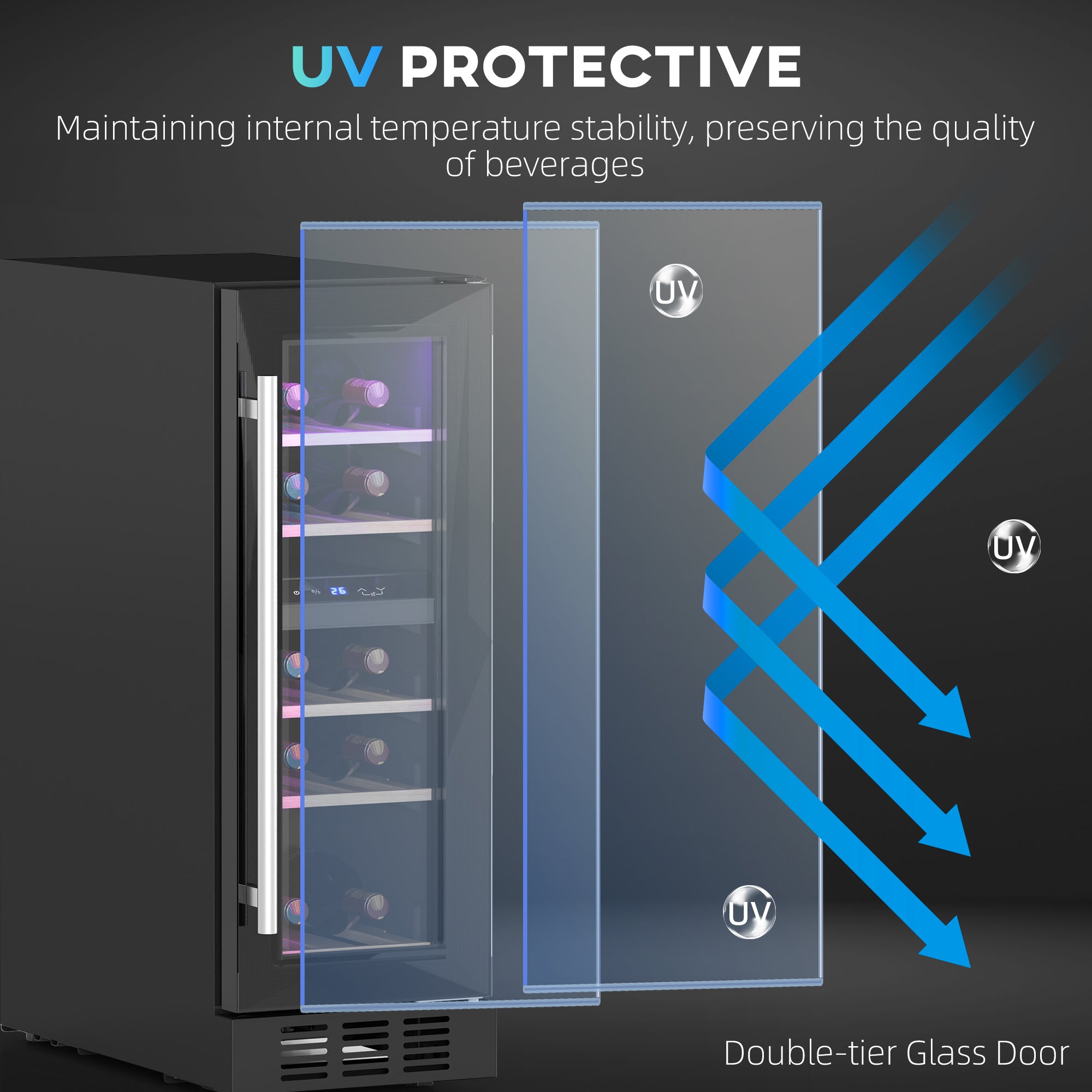 16 Bottle Dual Zone 5-18℃ Wine Fridge - Black