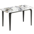 Dining Table for 4, Modern Kitchen Table with Sintered Stone Tabletop, Metal Legs, White