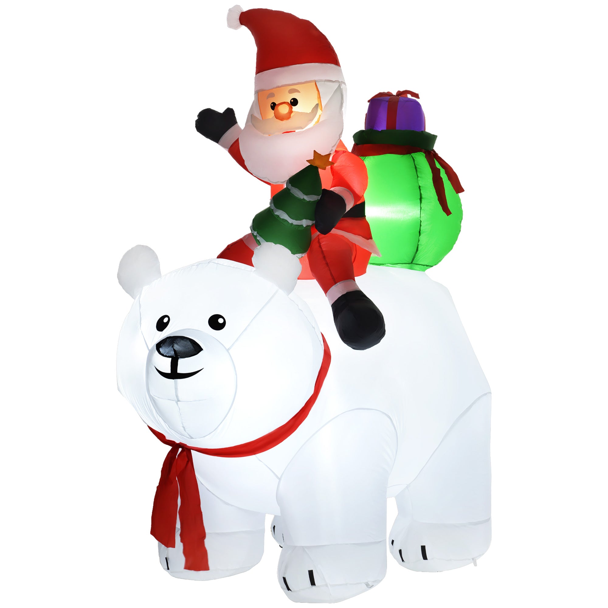 6.6ft Inflatable Santa Riding Polar Bear Decoration