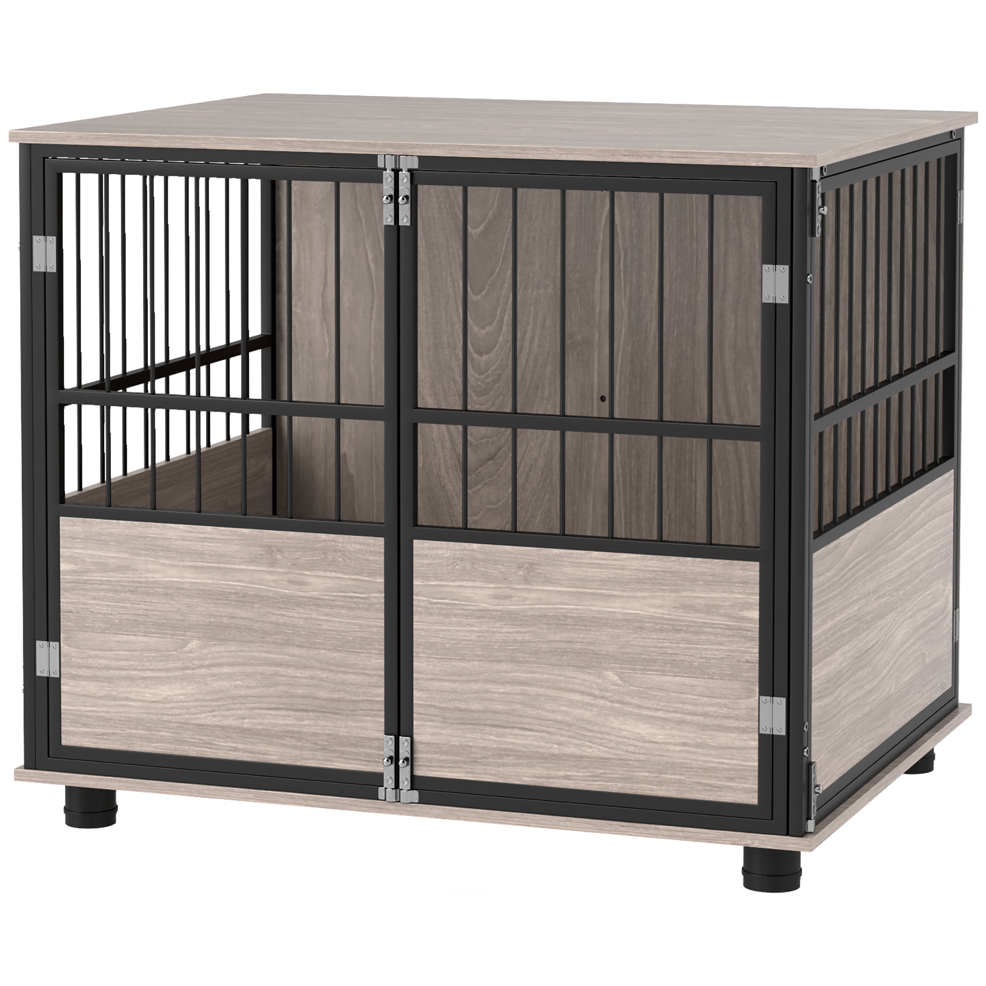 80cm Furniture Style Dog Crate Dog Cage End Table Indoor with 3 Doors Soft Washable Cushion, for Medium Sized Dogs