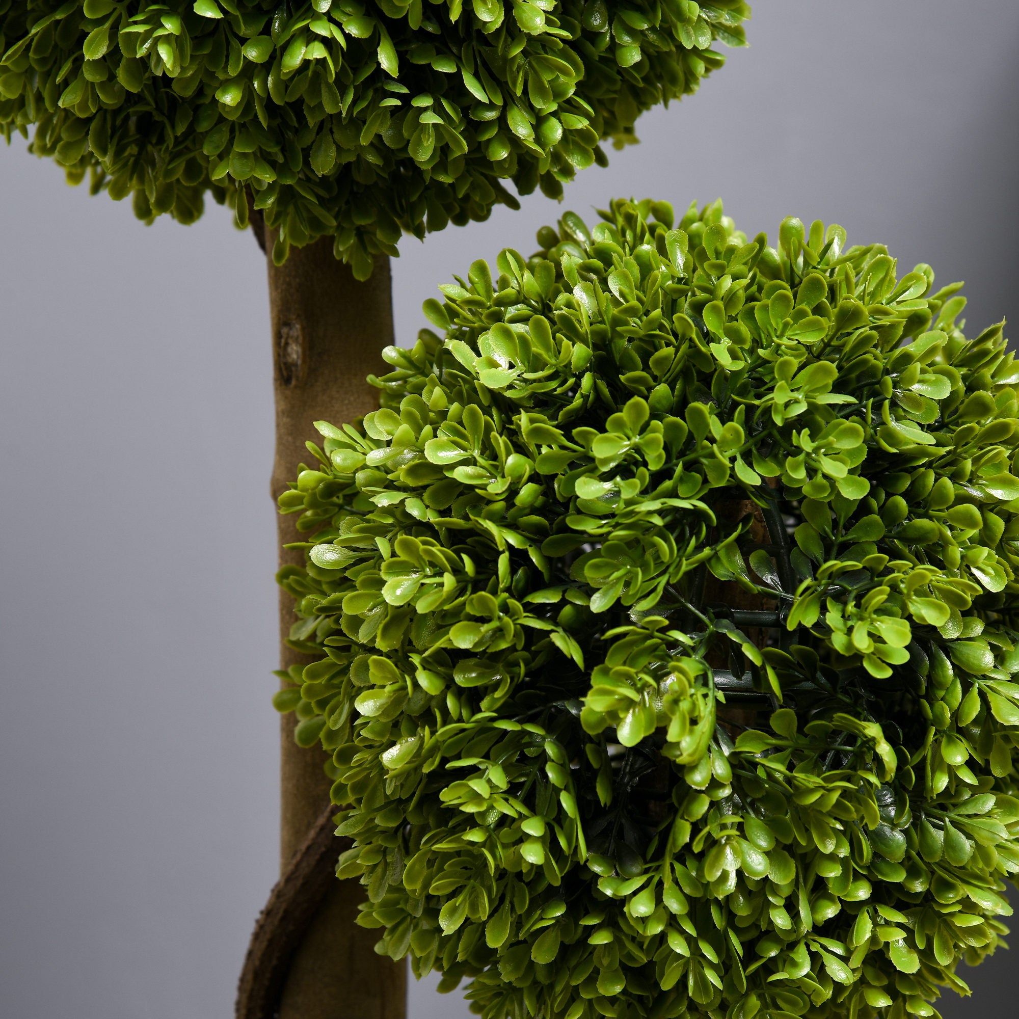 Decorative Artificial Plants Set of 2, Boxwood Ball Topiary Trees in Pot Fake Plants for Home Indoor Outdoor Decor, 90 cm, Dark Green