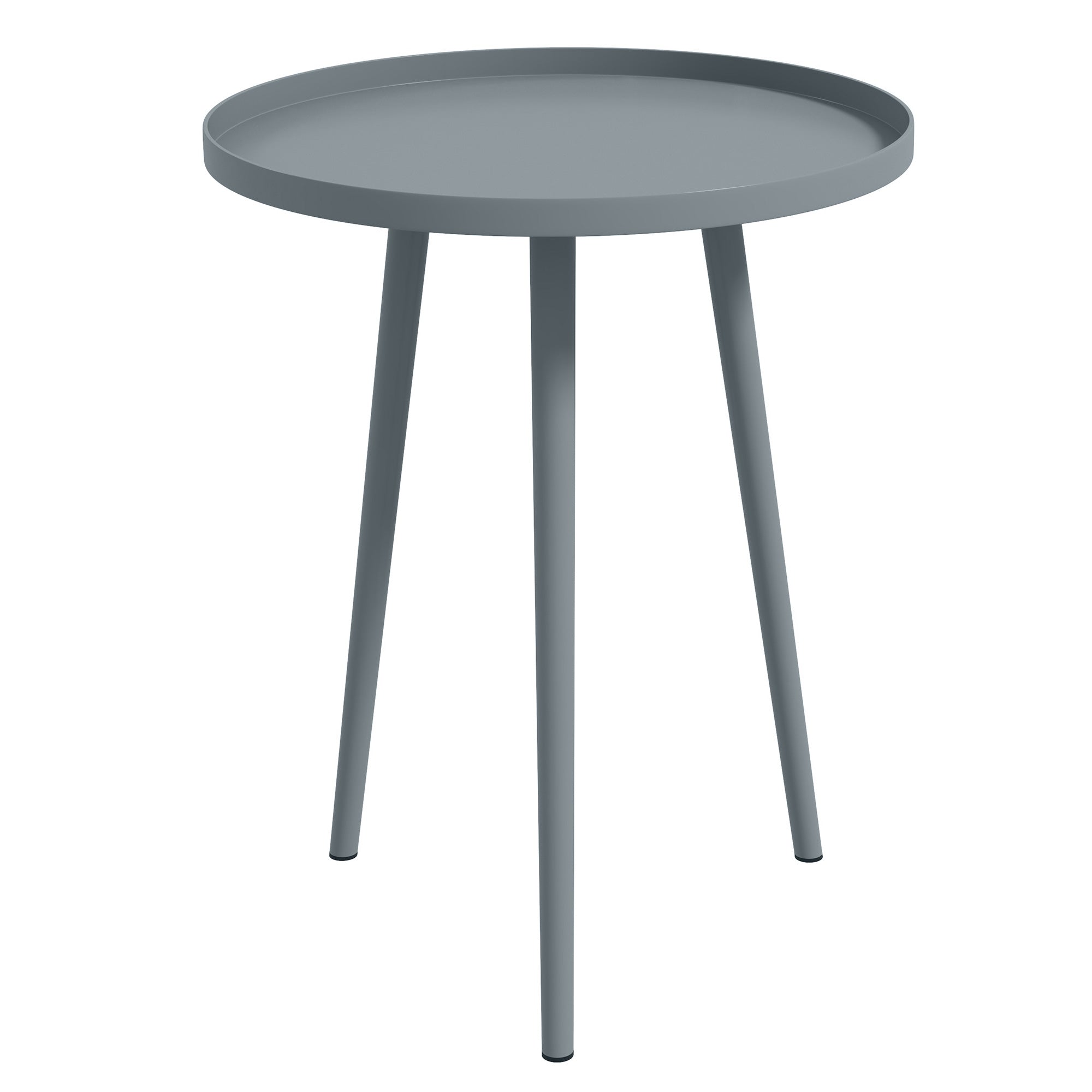 Round Garden Coffee Table, Outdoor Side Table with Rounded Steel Edge, Ø40 x 50H cm, Grey