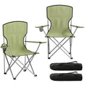 Camping Chair Set of 2 Portable Folding Outdoor Camp Chair with Cup Holders and Carry Bag Green