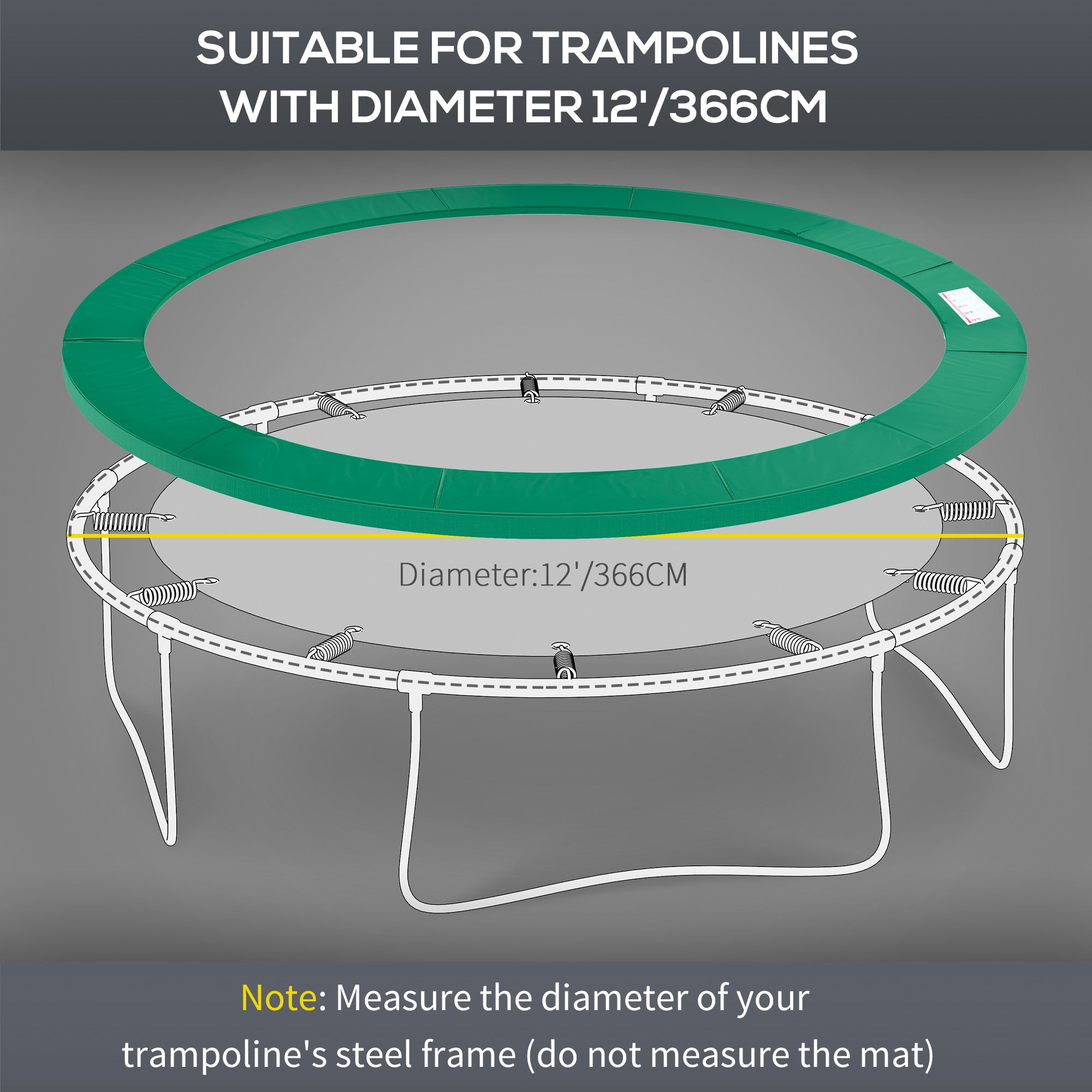 12FT Trampoline Spring Cover, Plastic Trampoline Pad Replacement Safety Guard, Green