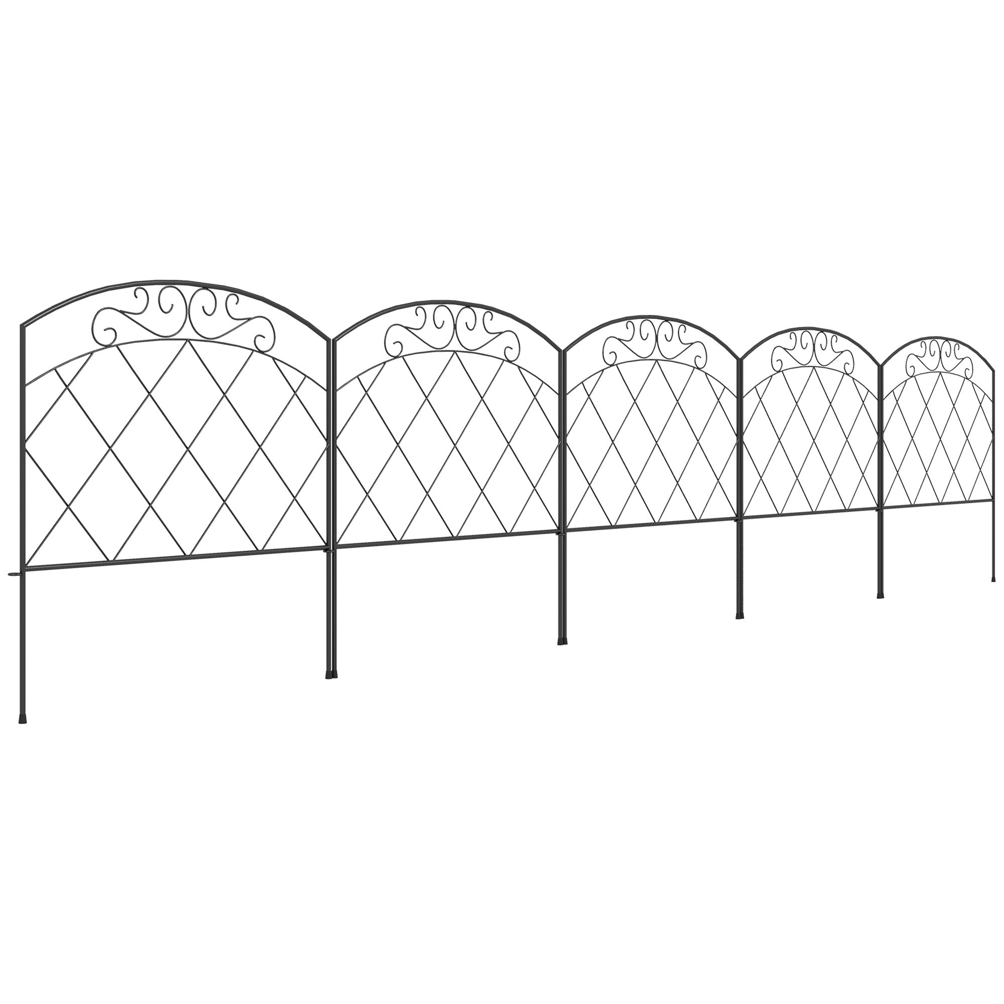 3m Decorative Metal Garden Fence - Diamond and Swirl Pattern