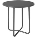 48 cm Round Garden Side Table, Small Metal Outdoor Garden Table with Rolled Edge, Dark Grey