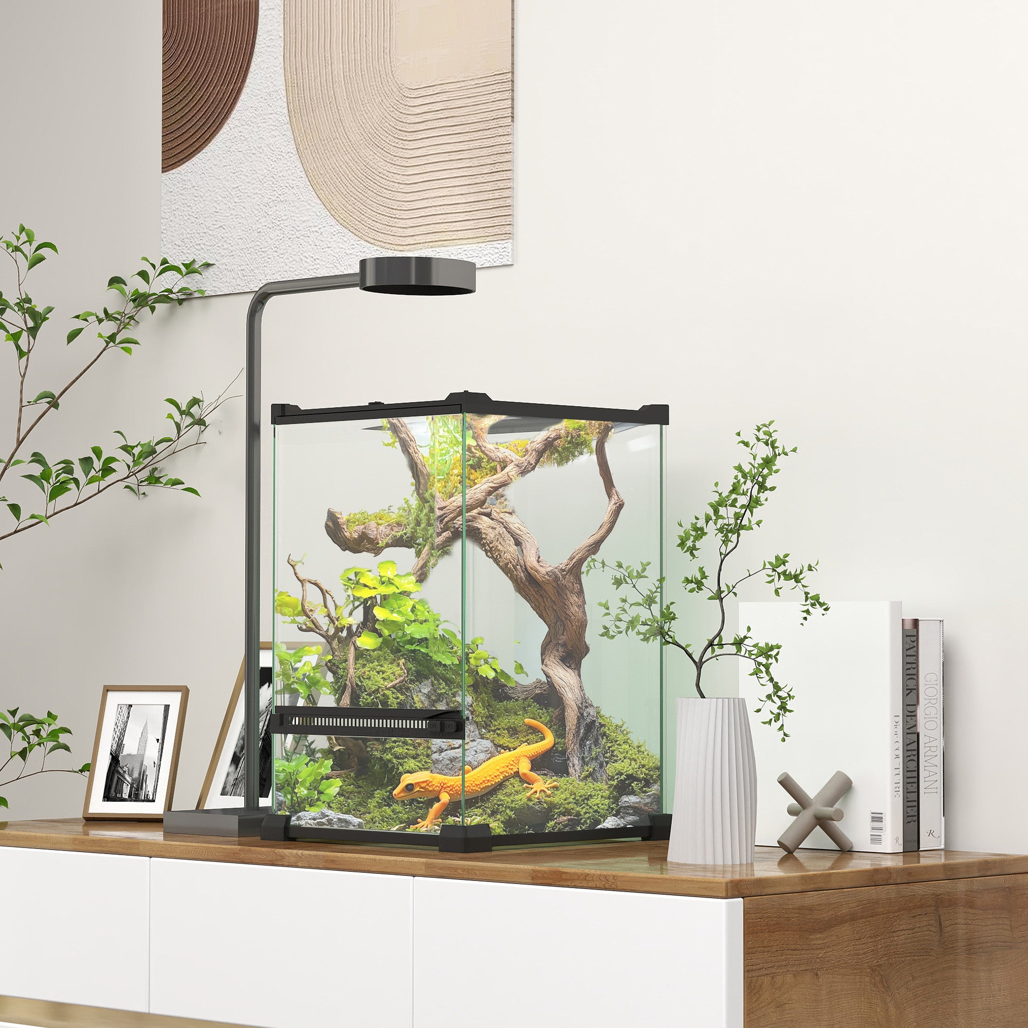 12L Vivarium for Lizards, Frogs, Snakes, Turtles, Tortoises w/ Anti-Escape Design, Ventilation