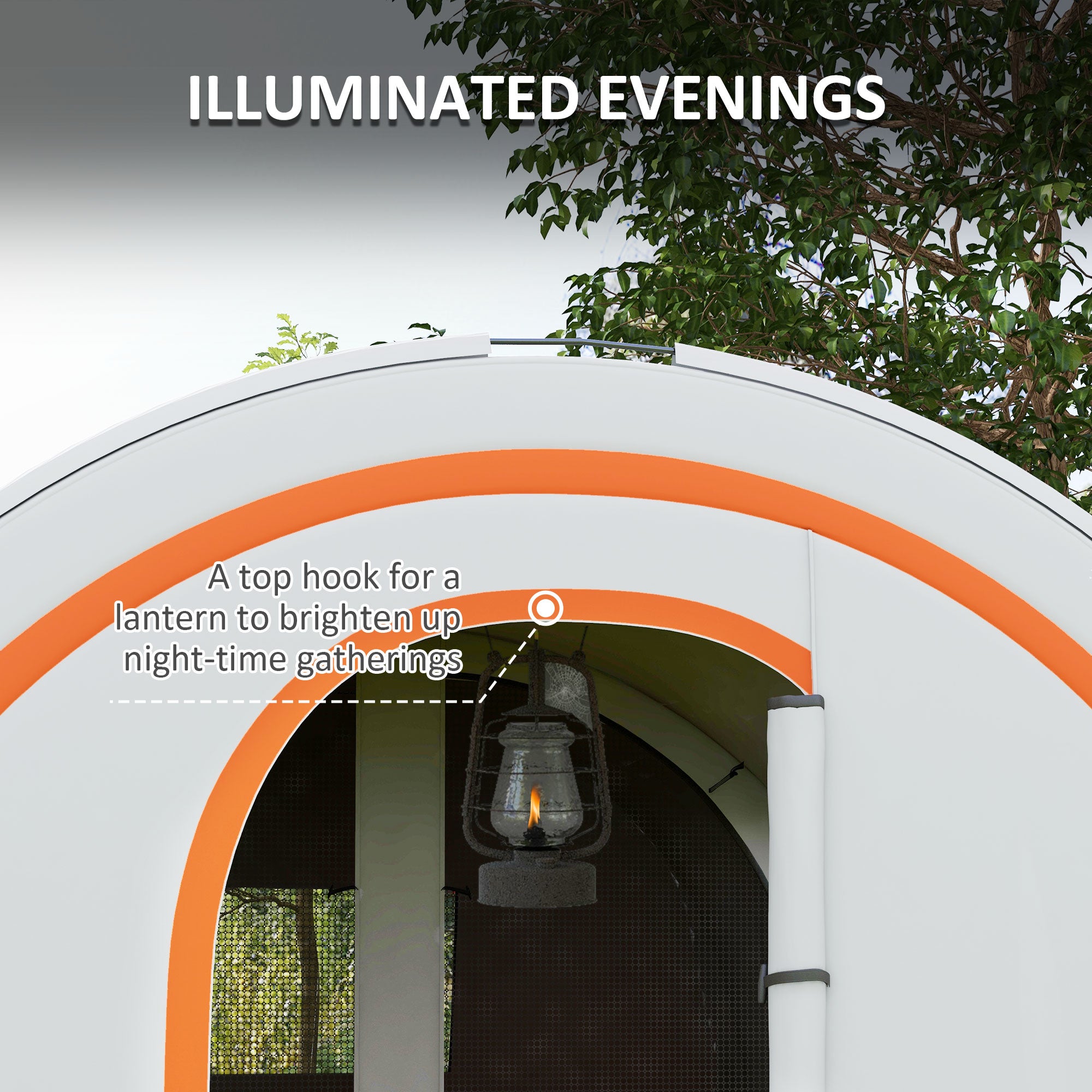 Spacious 3000mm Waterproof Family Camping Tent for 6 - Cream and Orange