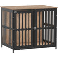 Medium Dog Crate Furniture with Anti-Chew Mesh & Anti-Escape Door, 80x55x72 cm - Walnut Brown