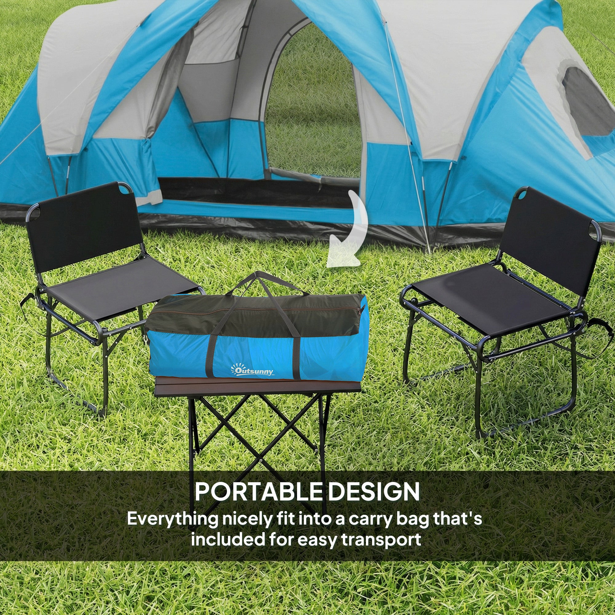5-6 Man Camping Tent, Tunnel Tent, Water Resistant Hiking Shelter with Groundsheet and Carry Bag, Light Blue