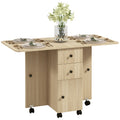 Six-Person Drop Leaf Dining Table with Storage - Wood-Effect