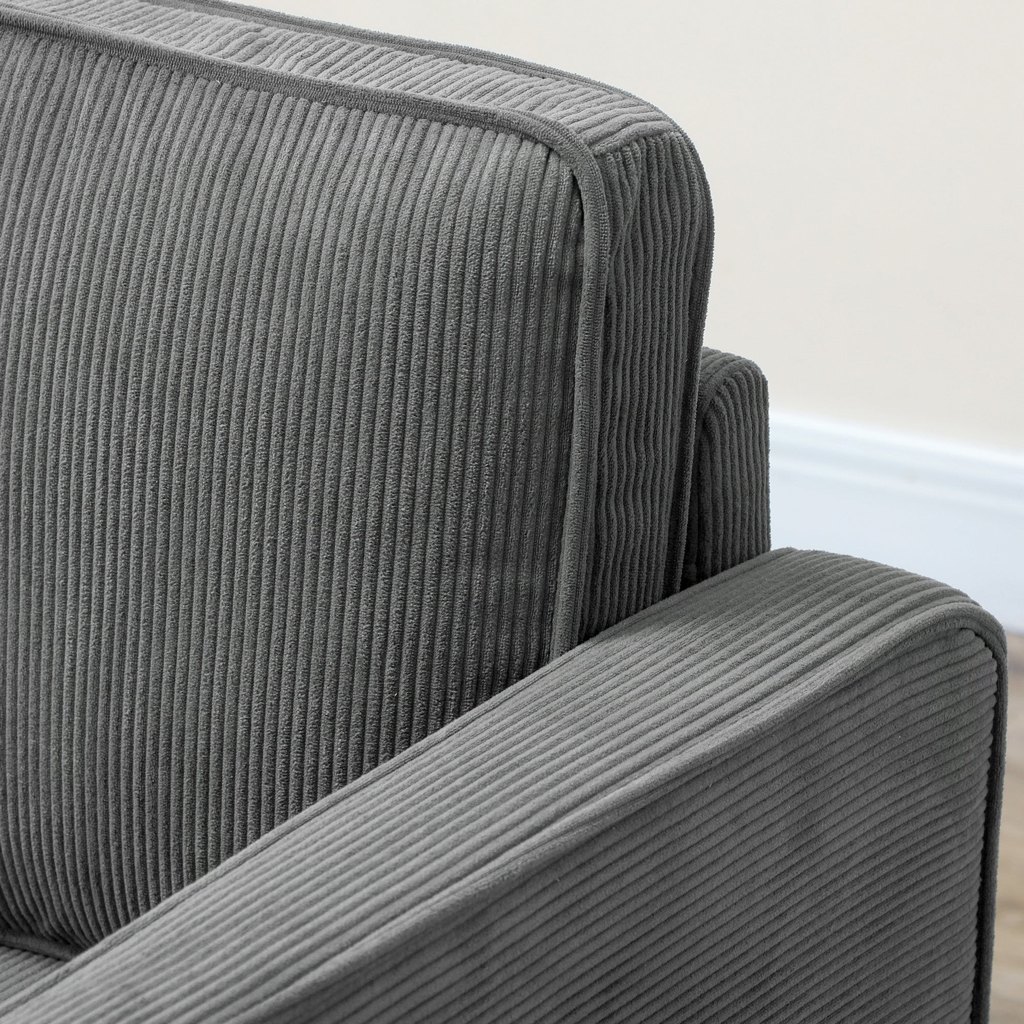 Small Two-Seater Corduroy Sofa - Grey