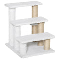 3-Step Pet Stair with Scratching Posts, Platforms & Toy Ball for Elderly Cats & Kittens - White