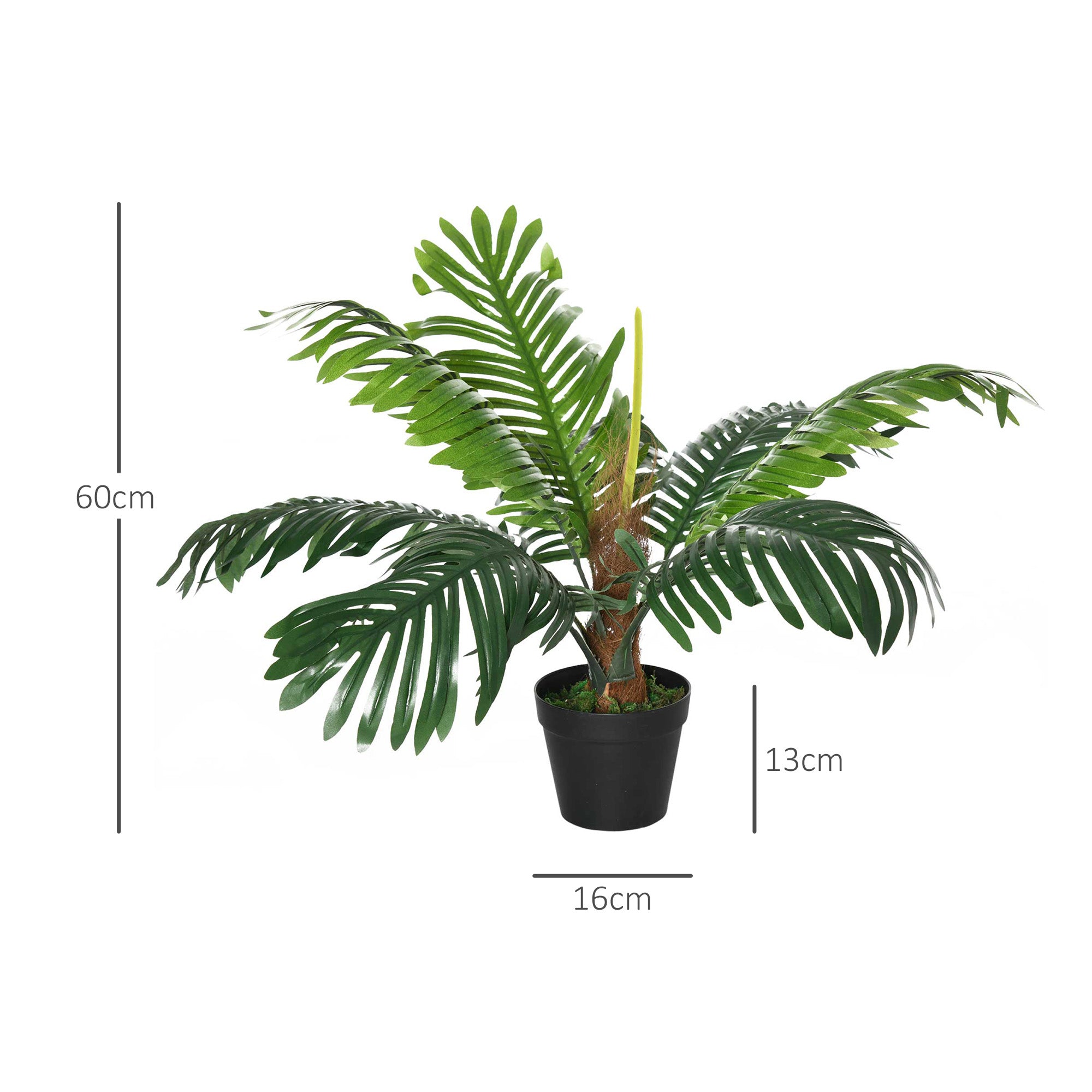 2 Pack 60cm Artificial Palm Tree Decorative Plant with Nursery Pot, Fake Tropical Tree for Indoor Outdoor D©cor