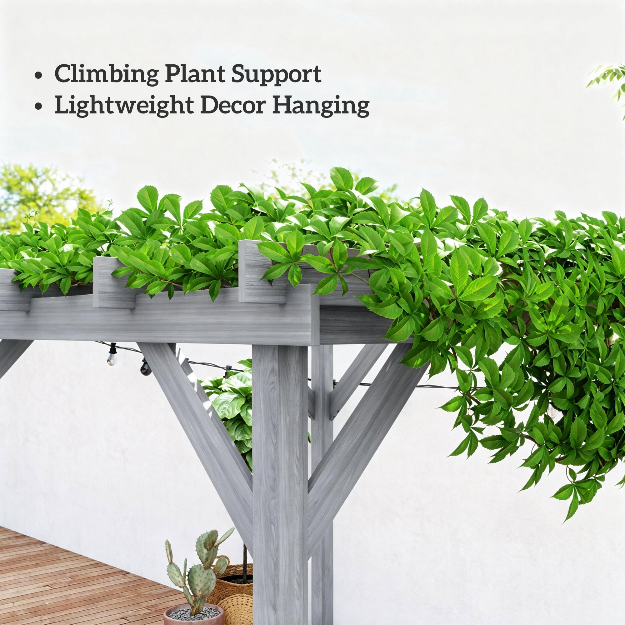 3 x 3 m Wooden Pergola Kit, Decorative Garden Gazebo Shelter with Stable Structure for Climbing Vines, Grey