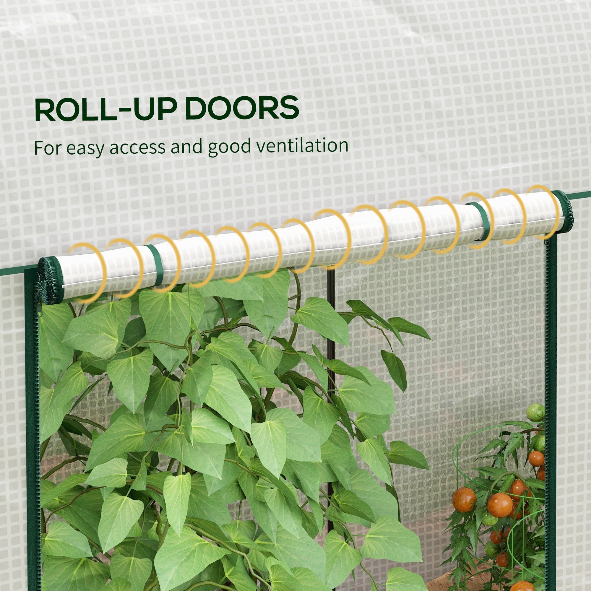 200 x 100cm Walk-In Greenhouse, with Zipped Doors - White