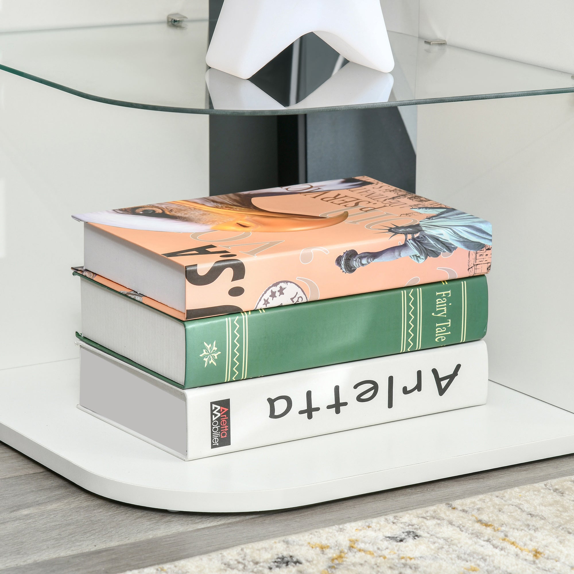 Modern Side Table Set of 2, Three Layer Bedside Table Nightstand with 2 Storage Shelves, for Living room, Bedroom, White