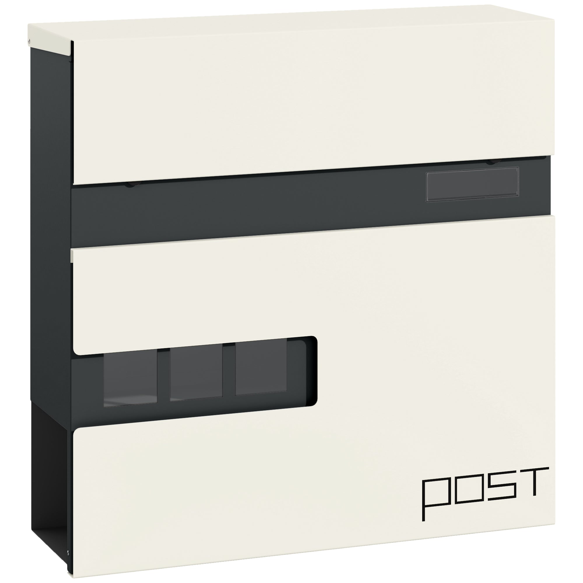 Locking Galvanised Steel Letterbox - White/Black