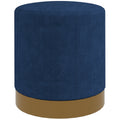 Soft Padded Corduroy Round Footstool 40x45cm - Dark Blue
