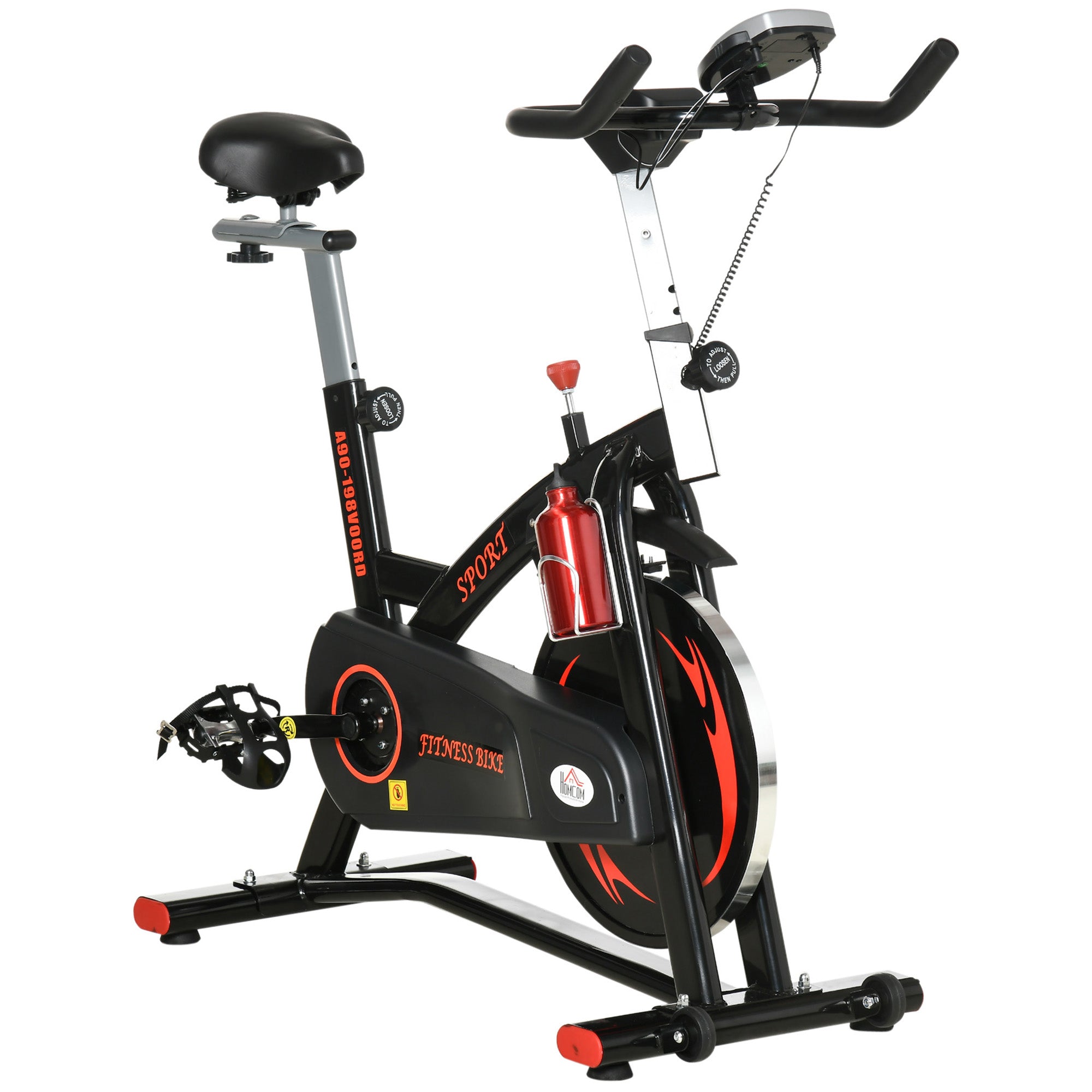 Stationary Exercise Bike, with 10KG Flywheel, Phone Holder - Red