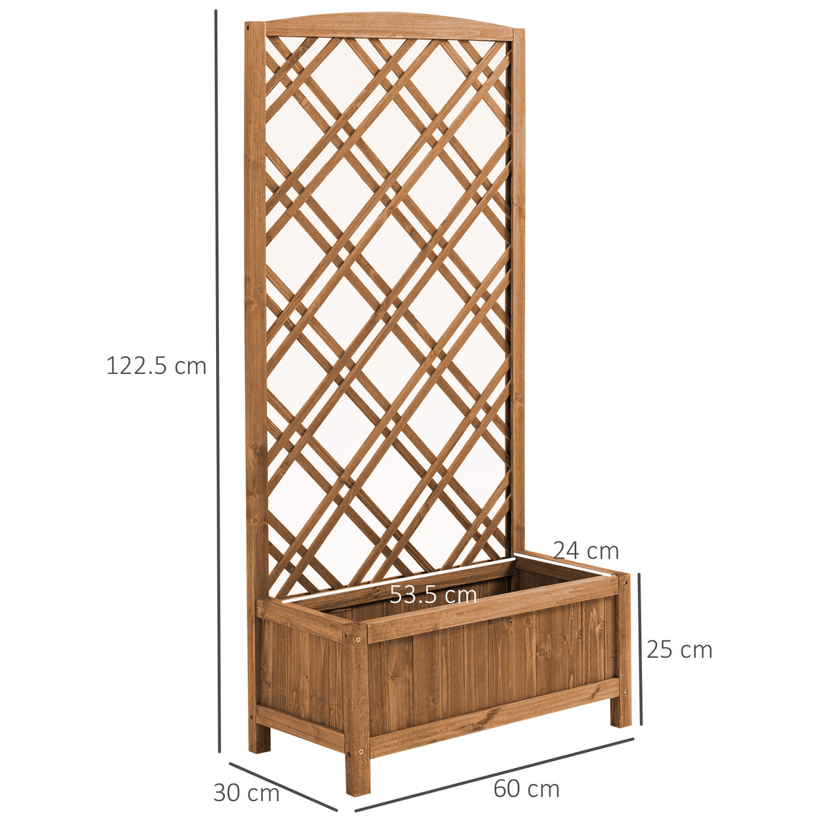 Garden Planter with Trellis, Wooden Raised Bed for Garden with Lattice Trellis for Vegetables, Herbs and Flowers, Brown