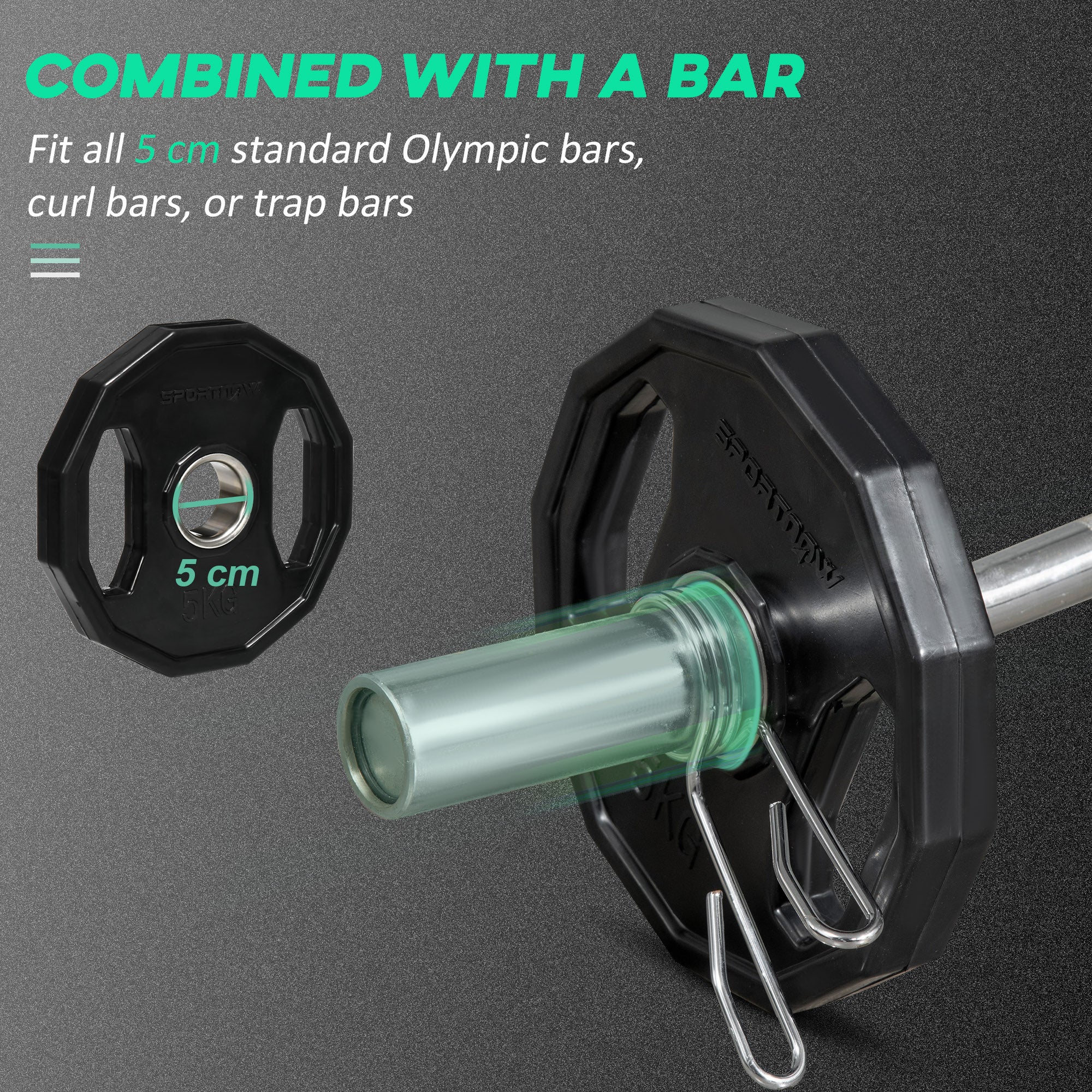 Olympic Weight Plates Set, Metal and Rubber Bumper Plates Weights Discs with 2"/5cm Holes, for Home Gym Weight Lifting Strength Training, 2 x 5kg, Black