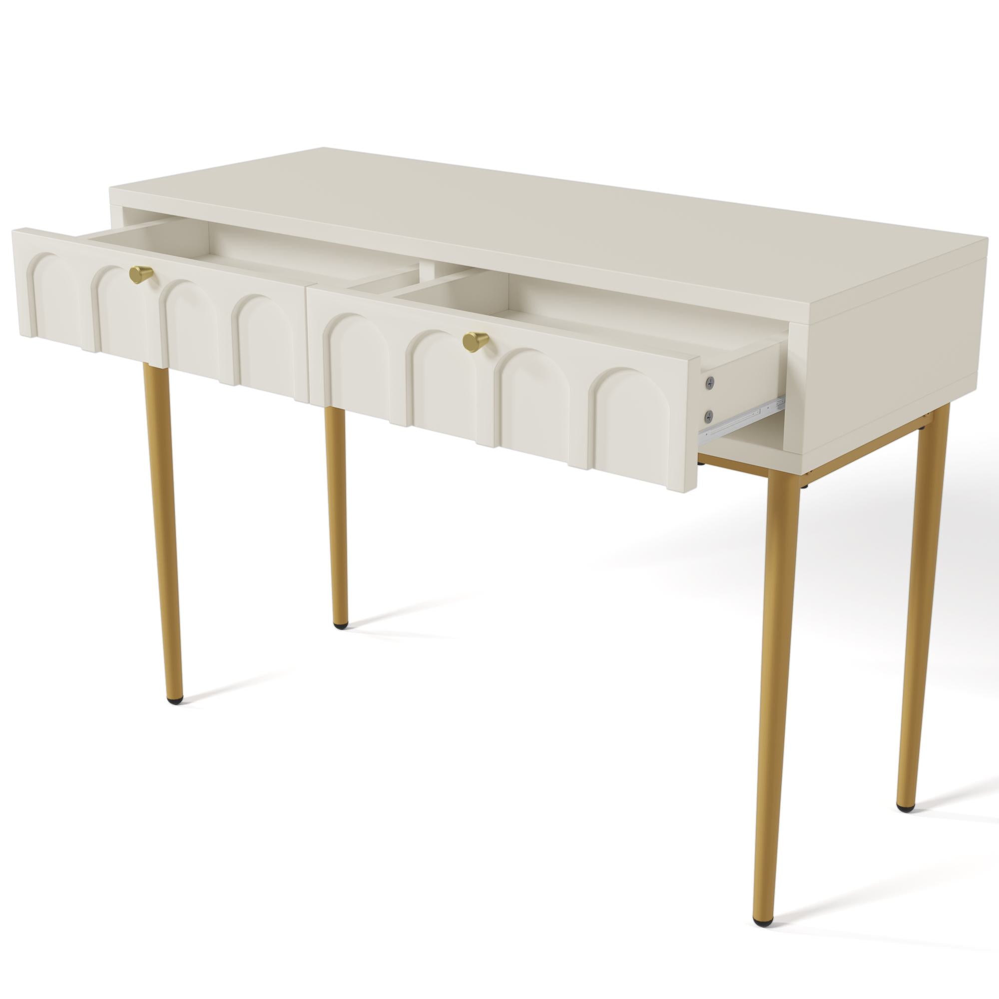 Space-Saving Dressing Table with 2 Drawers - White