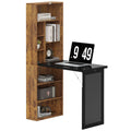 Folding Desk with Blackboard and Side Shelf Multi-function Workstation - Rustic Brown