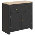 Sideboard Storage Cabinet, Modern Kitchen Cupboard with Adjustable Shelf, Drawer and Double Doors, Black