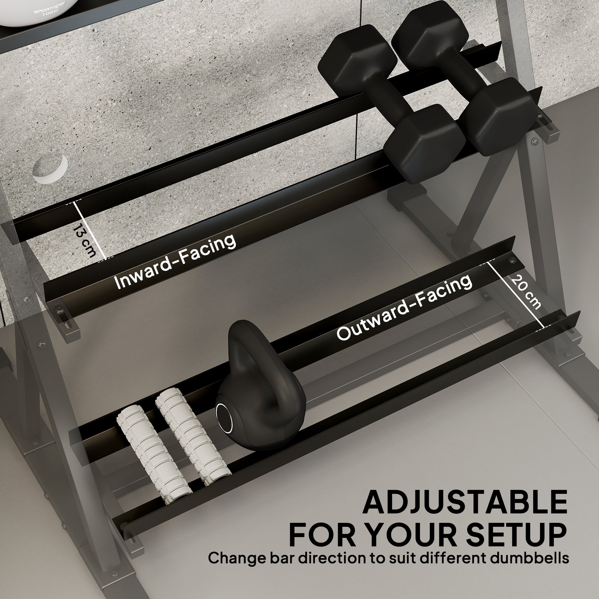 3-Tier Adjustable Dumbbell Rack, Heavy-Duty Weight Rack for Dumbbells, Kettlebells and Multiple Balls, Space-Saving Weight Storage Stand for Home Gym, 200 KG Capacity
