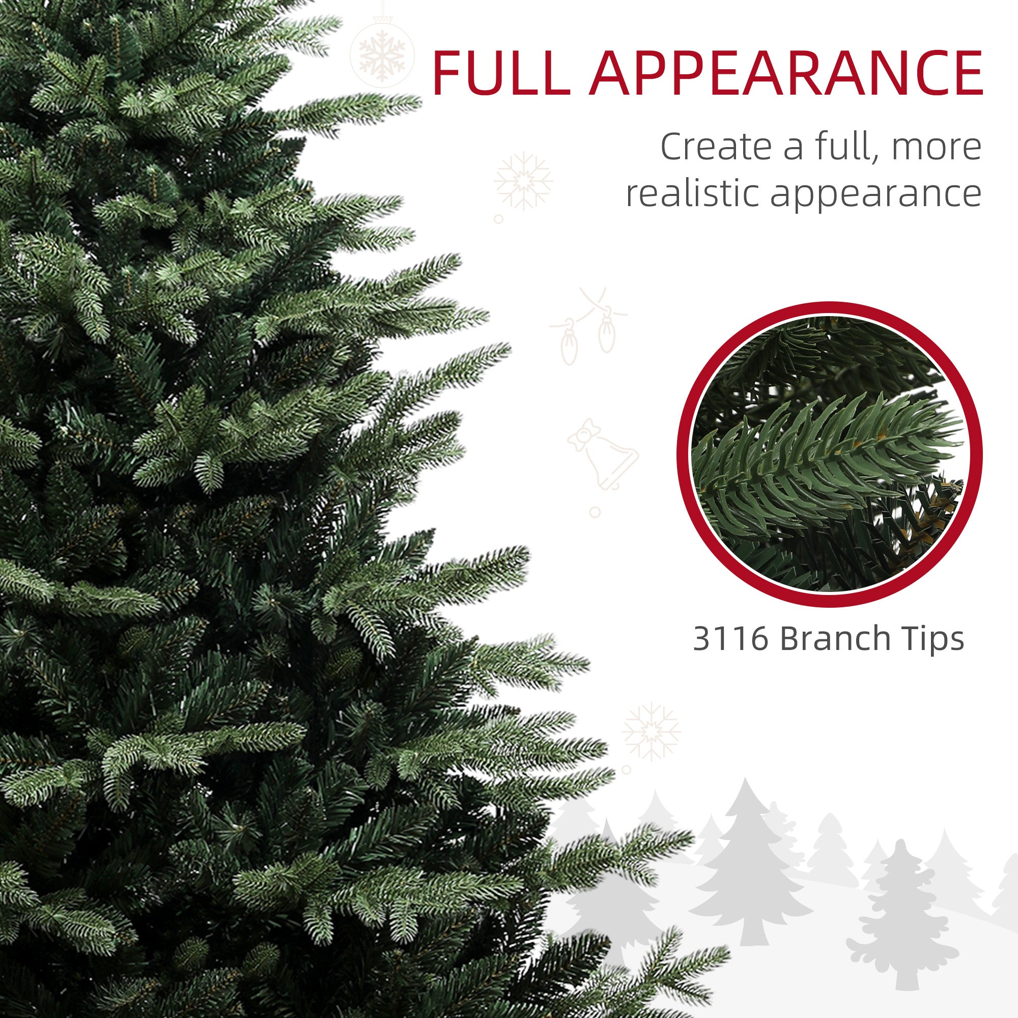 7ft Artificial Spurce Christmas Tree with 3116 Branch Tips and Foldable Steel Base, Realistic Hinged Xmas Tree, Holiday D©cor for Home Office, Green