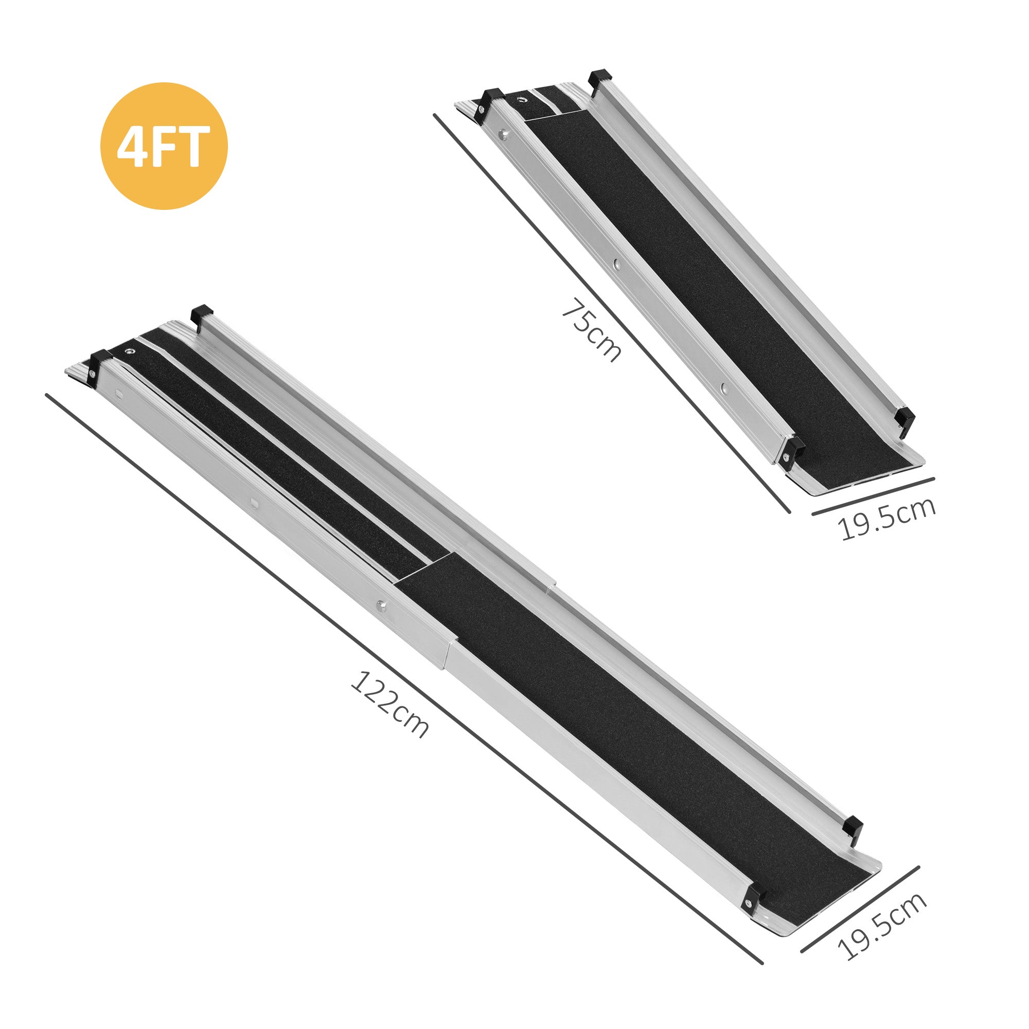 Set of Two 122cm Three-Level Aluminium Wheelchair Ramps