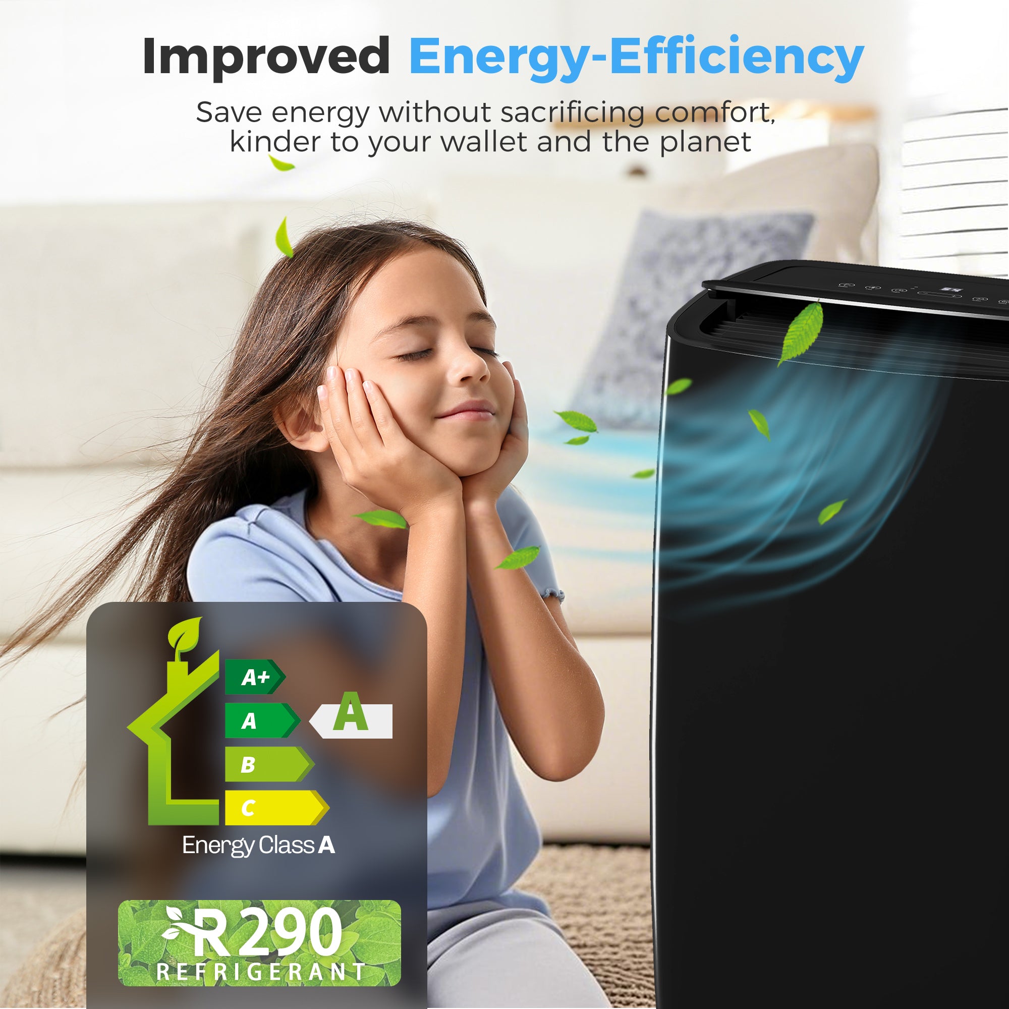 Portable Air Conditioner 14000 BTU, 4-in-1 Air Conditioning Unit, Dehumidifier, Cooling, Fan, Children Lock, 40m²