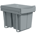 Pull Out Bin, Kitchen Under Sink Bin with 2 Removable Compartments, Smooth Glide, Grey