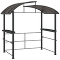 2.4 x 1.5m Outdoor Grill Gazebo with PC Roof & Side Shelves - Dark Grey