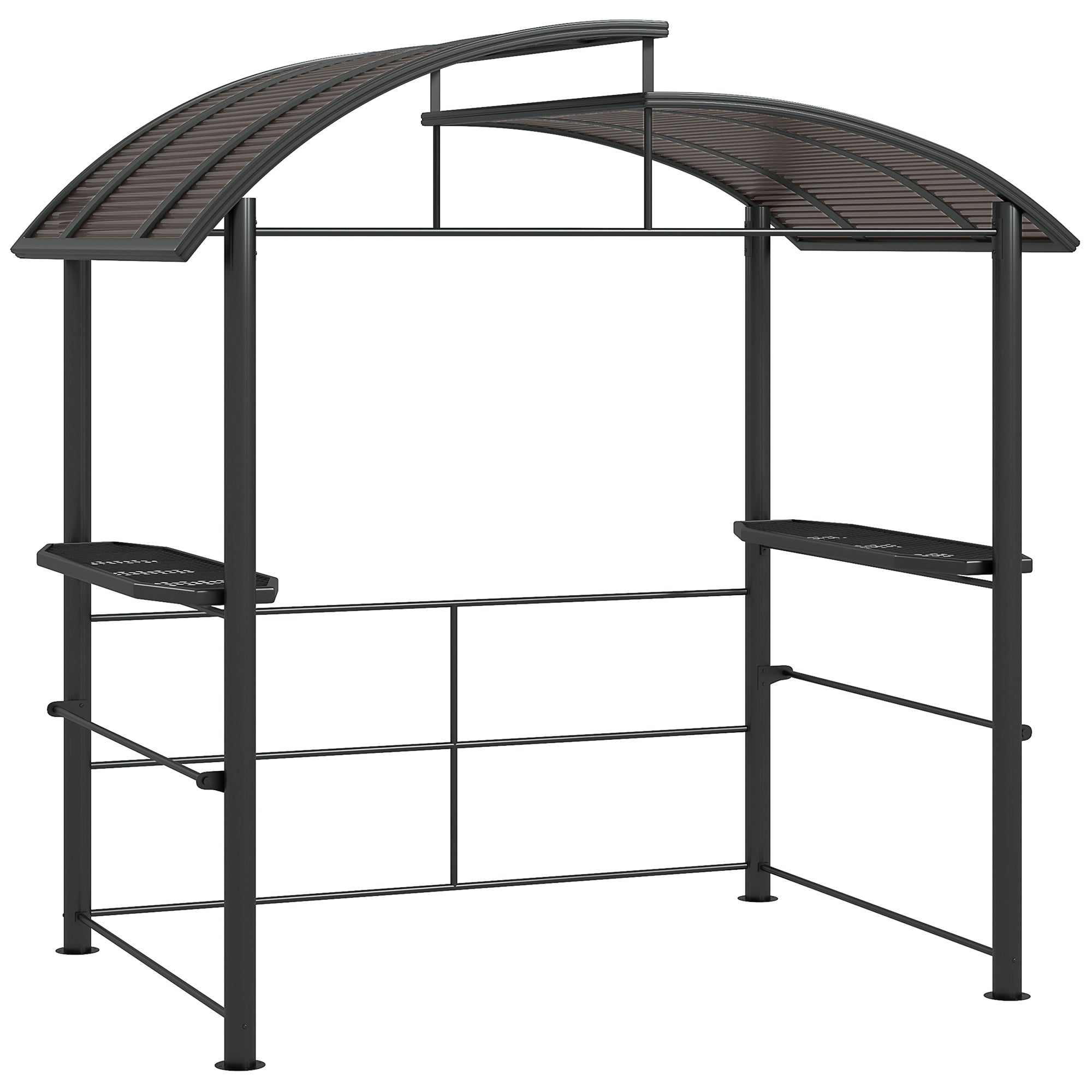 2.4 x 1.5m Outdoor Grill Gazebo with Side Shelves, PC Board Roof, Dark Grey