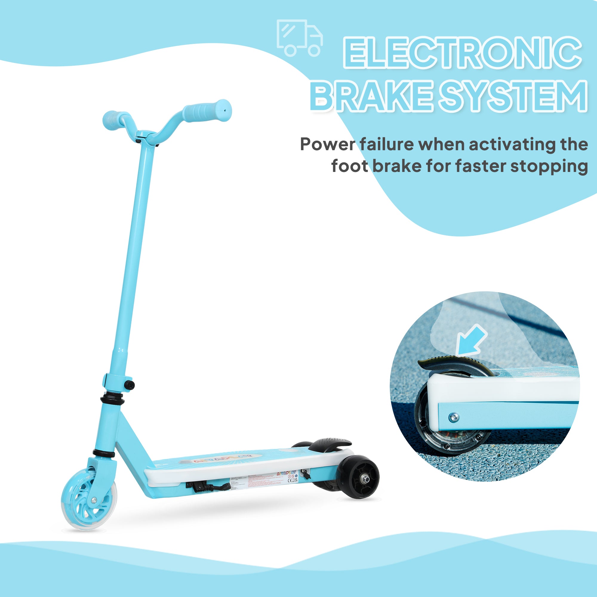 Electric Scooter for Kids Ages 4-7, with Auxiliary Rear Wheels, Flashing LED Light and Electric Brake, Kids Electric Scooter for Boys Girls, 6 KM/H & 8 KM, Blue