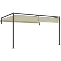 3 x 4m Steel Pergola with Retractable Canopy - Khaki