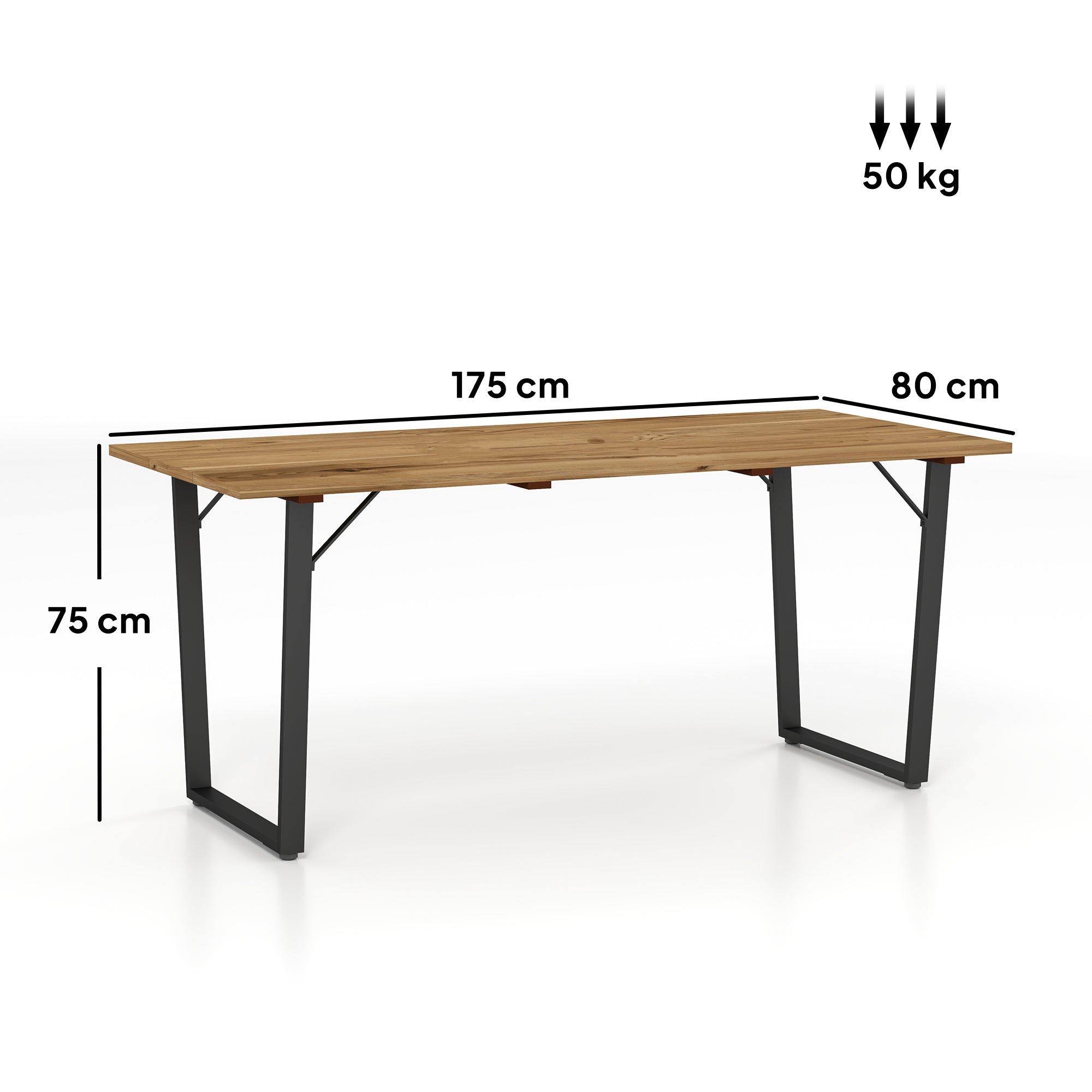 6 Seater Wooden Garden Dining Table, 175 x 80 cm Rectangular Outdoor Dining Table with 5cm Parasol Hole and Slatted Top, Weather Resistant for Patio, Terrace, Brown