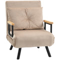 4-in-1 Velvet-Feel Single Chair Bed with Pillow - Beige