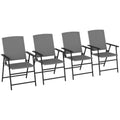 Set of 4 Folding Rattan Seat Chairs with Steel Frame - Grey