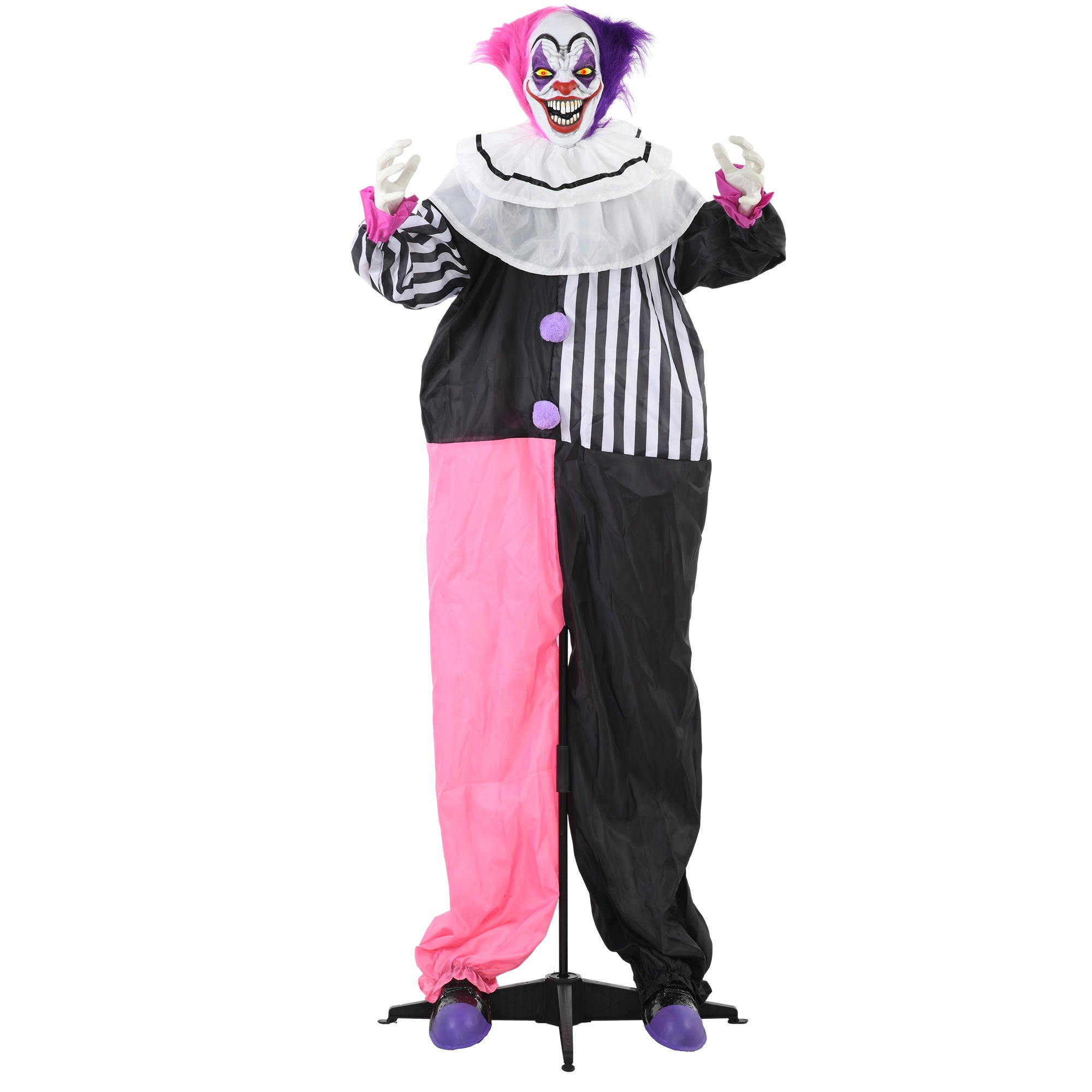 5'6" Scary Laughing Clown Halloween Animatronic, with Glowing Eyes