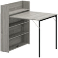 Kitchen Table, Folding Dining Table, with 4-Tier Shelves, Modern Drop-Leaf Table, Grey Wood Effect