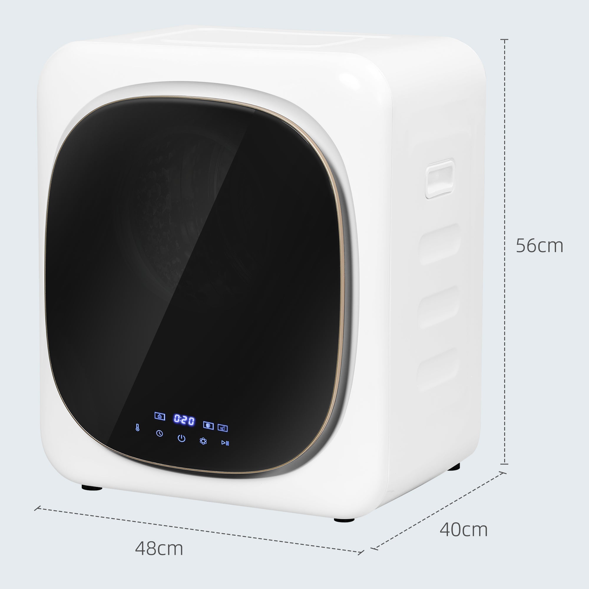 4kg Vented Tumble Dryer with Deodorize, Smart Mode, 800W Compact Tumble Dryer with Stainless Steel Tub, Front Load, for Flat, Home, RVs, White