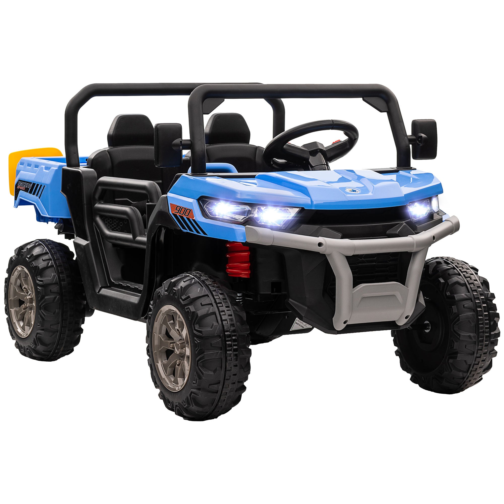 12V 2 Seater Kids Electric Ride-On Car with Electric Bucket, Remote Control - Blue